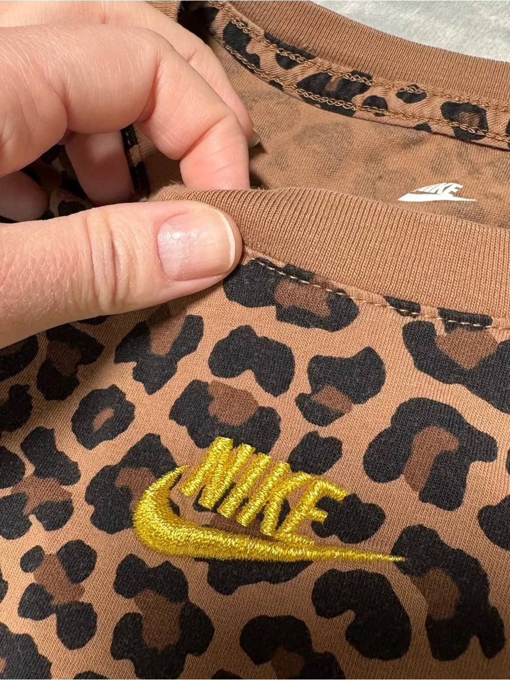 Nike Brown Leopard Print Long Sleeve Tee
